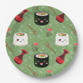 Kawaii Sushi Pattern Pappteller (Vorderseite)