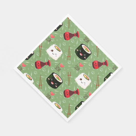 Kawaii Sushi Pattern Serviette (Ecke)