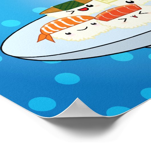 Kawaii Sushi Platter Poster (Ecke)