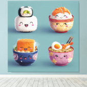 Kawaii Sushi & Ramen Crew Leinwanddruck (Insitu (Holzboden))
