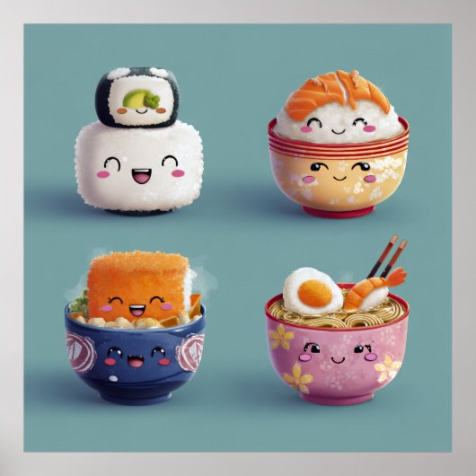 Kawaii Sushi & Ramen Crew Poster (Vorne)