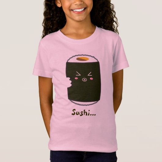 Kawaii Sushi-Rolle mit Bitemark T-Shirt (Vorderseite)