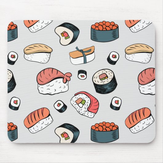 Kawaii Sushi Rolls Muster Slip-On Sneakers Mousepad (Vorne)