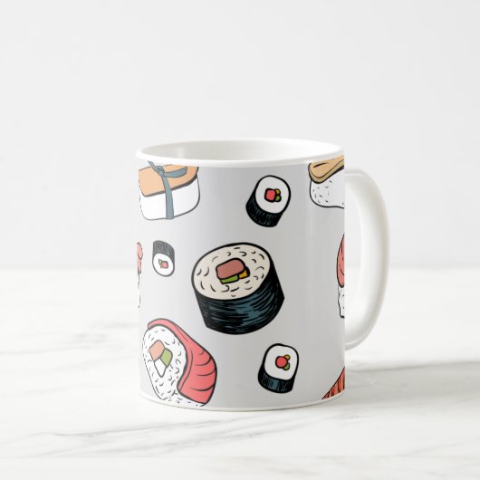 Kawaii Sushi Rolls Pattern Kaffeetasse (VorderseiteRechts)