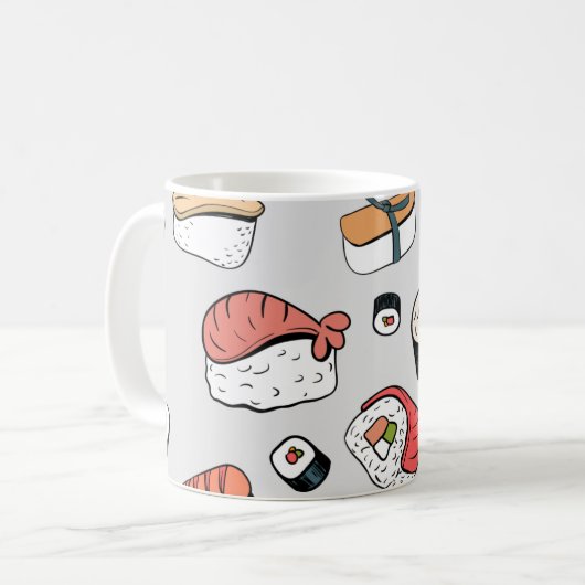 Kawaii Sushi Rolls Pattern Kaffeetasse (Vorderseite Links)
