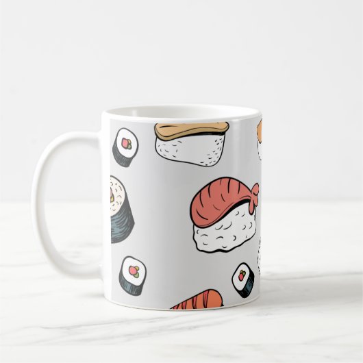 Kawaii Sushi Rolls Pattern Kaffeetasse (Links)