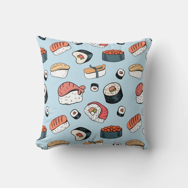 Kawaii Sushi Rolls Pattern Kissen (Vorderseite)