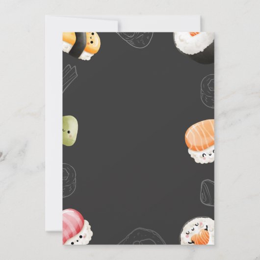 Kawaii Sushi Sashimi Kids Boy Girl Adult Geburtsta Einladung (Rückseite)