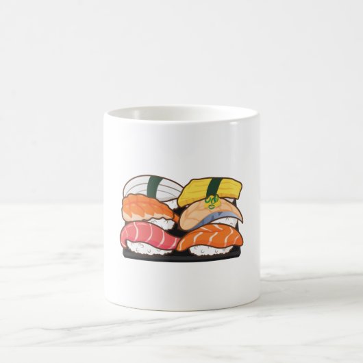 Kawaii Sushi Set - Thunfisch-Lachs-Garnelen Kaffeetasse (Mittel)