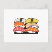 Kawaii Sushi Set - Thunfisch-Lachs-Garnelen Postkarte (Vorderseite)