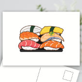 Kawaii Sushi Set - Thunfisch-Lachs-Garnelen Postkarte