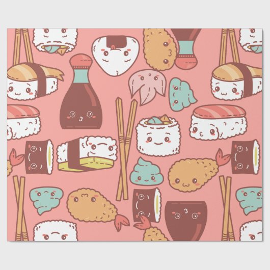 Kawaii-Sushi-Tempura niedlich Geschenkpapier (Flach)