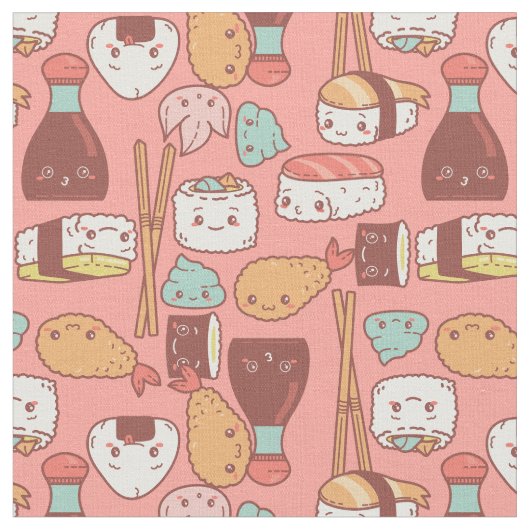 Kawaii-Sushi-Tempura niedlich Stoff (Nahaufnahme)