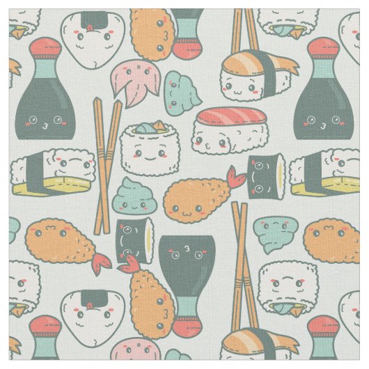 Kawaii-Sushi-Tempura niedlich Stoff (Nahaufnahme)