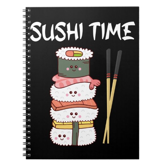 Kawaii Sushi Time Anime Niedliches japanisches Ess Notizblock (Vorderseite)