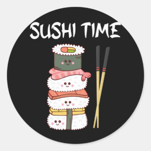 Kawaii Sushi Time Anime Niedliches japanisches Ess Runder Aufkleber