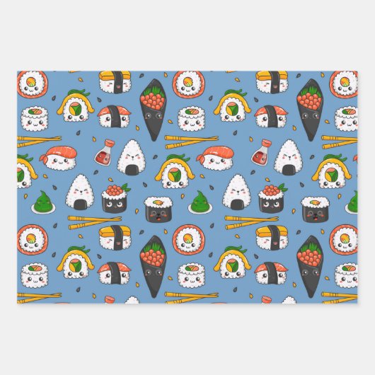 Kawaii Sushi Wrapping Paper Set 3 Geschenkpapier Set (Vorderseite 3)