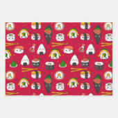 Kawaii Sushi Wrapping Paper Set 3 Geschenkpapier Set (Vorderseite)