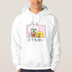 Kawaii süße Anime-Häschen und Ente trinken Bubble- Hoodie