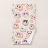 Kawaii süße Donut-Kätzchen-Gebäckmuster Badhandtuch Set (Handtuch)