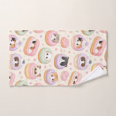 Kawaii süße Donut-Kätzchen-Gebäckmuster Badhandtuch Set (Handtuch)