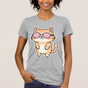 Kawaii Süße Katze mit Sonnenbrille Digitale Kunst  T-Shirt