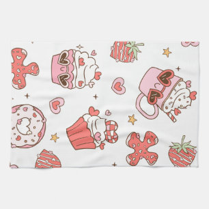 Kawaii Süße Leckereien Küchenhandtuch - Süßes Dess Geschirrtuch