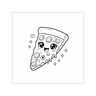 Kawaii süße Pizzascheibe zum Ausmalen Permastempel