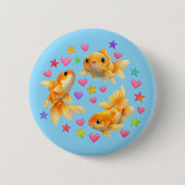 kawaii süße y2k Regenbogen-Goldfisch Button (Vorderseite)