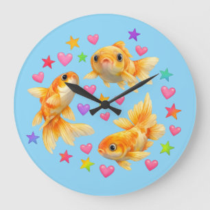 kawaii süße y2k Regenbogen-Goldfisch Große Wanduhr