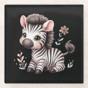 Kawaii Süße Zebra-Wildlife-Spaß Schwarz und Weiß Glasuntersetzer