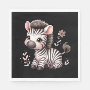Kawaii Süße Zebra-Wildlife-Spaß Schwarz und Weiß  Serviette