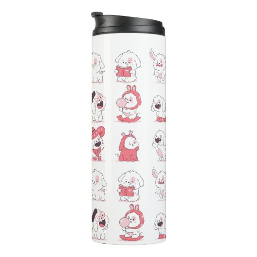 kawaii süßer Hund Design Thermosbecher (Nach rechts gedreht)