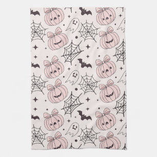 Kawaii Süßer Rosa Gruseliger Halloween-Muster Geschirrtuch