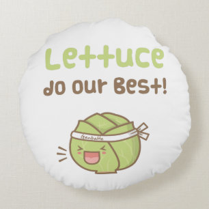 Kawaii Süßer Salat Gib Unser Bestes Nahrungsmittel Rundes Kissen