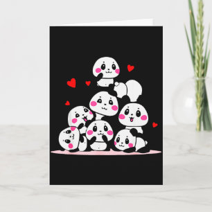 Kawaii Süßes Baby-Panda-Häufchen Mit Roten Herzen  Karte