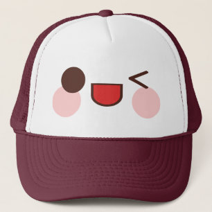 Kawaii süßes Winky stellen glücklichen Truckerkappe