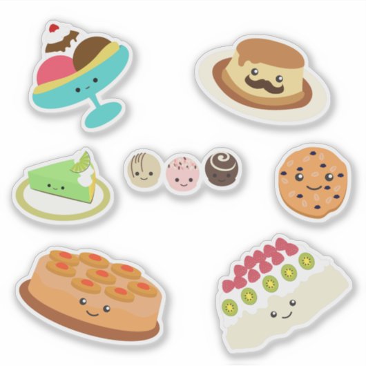 Kawaii Süßigkeiten und Leckereien Sticker Set (Vorderseite)