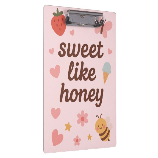 Kawaii Sweet Girl Pink Bee Aesthetic – Cute Design Klemmbrett (Rechts)