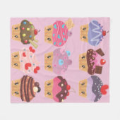 Kawaii Sweet Leckereien Yummy Cupcakes Fleecedecke (Vorderseite (Horizontal))