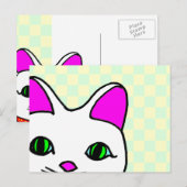 Kawaii Sweet Lucky Cat Peeking Postkarte (Vorne/Hinten)
