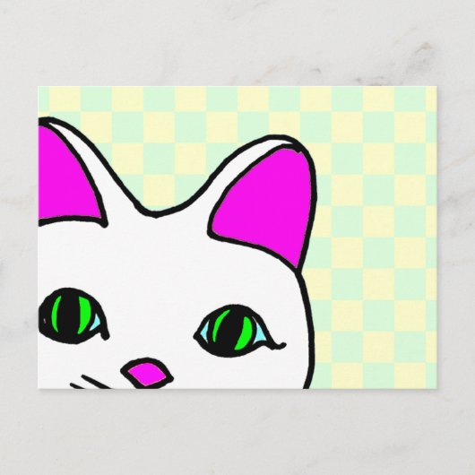 Kawaii Sweet Lucky Cat Peeking Postkarte (Vorderseite)