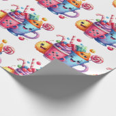 Kawaii Sweets & Coffee Cups Cute  Wrapping paper Geschenkpapier (Ecke)