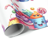 Kawaii Sweets & Coffee Cups Cute  Wrapping paper Geschenkpapier (Rolleneckpunkt)