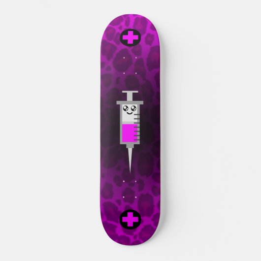 KAWAII-SYRINGE MEDIZINISCHER KREUZPINK-LEOPARDECK SKATEBOARD (Vorderseite)