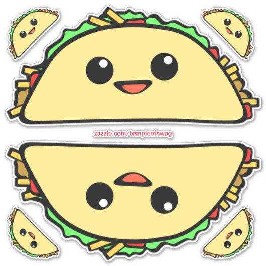 Kawaii Tacos Aufkleber (Vorderseite)