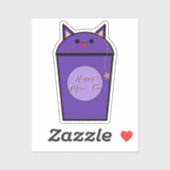 Kawaii Taro Meow Tea Vinyl Sticker (Blatt)
