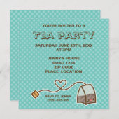 Kawaii Tea Bag Tee Party Einladung (Vorne/Hinten)
