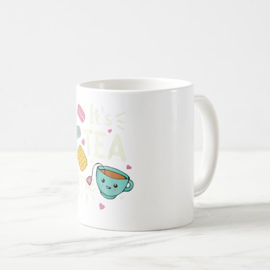 Kawaii Tea Cookie Macarons Tea Time TShirt Kaffeetasse (VorderseiteRechts)
