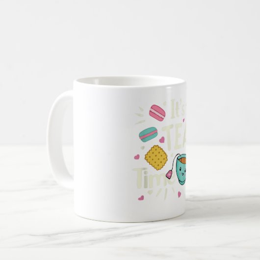 Kawaii Tea Cookie Macarons Tea Time TShirt Kaffeetasse (Vorderseite Links)